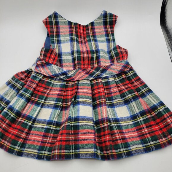 Fawn Tog Vintage Girls 3T  Tartan Plaid Jumper Dress Pleated Skirt Button Straps - Picture 6 of 12